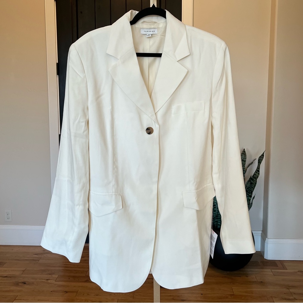 Topshop Ivory Tie Back Blazer